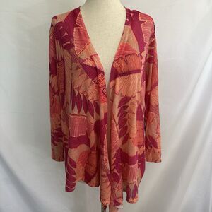 NEW Chico's Palm Party Yelena Cardigan Pink Coral Women's LARGE (2)